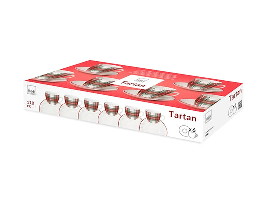 CONFEZIONE DA 6 TAZZE CAFFE' PORCELLANA TARTAN - H&H