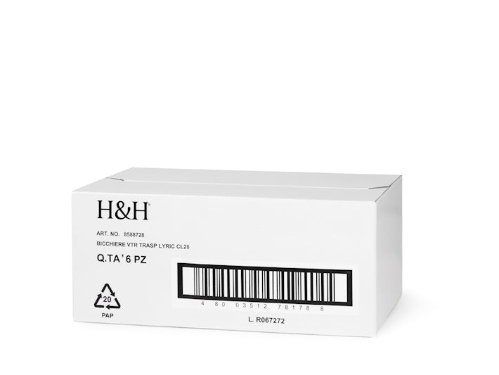 CONFEZIONE DA 6 BICCHIERI VETRO LYRIC TRASPARENTE 28 CL - H&H