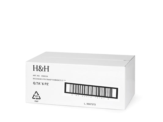 CONFEZIONE DA 6 BICCHIERI VETRO TRASPARENTE ROMANCE 34 CL - H&H