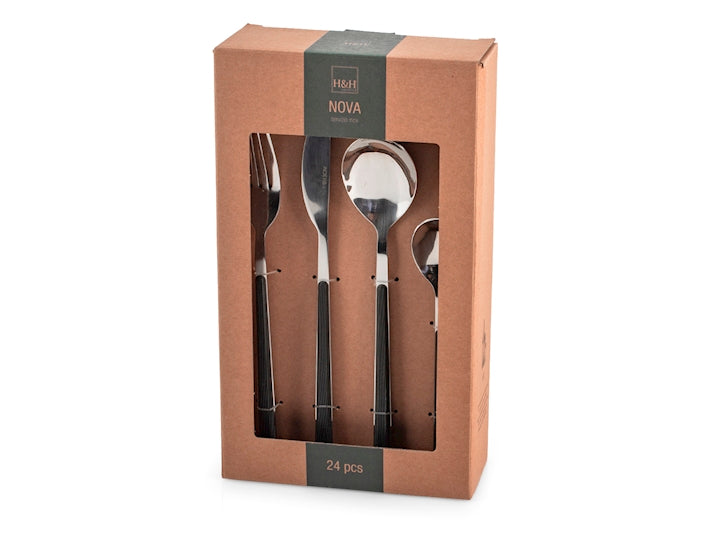 SERVIZIO POSATE 24 PZ INOX NOVA NERO - H&H