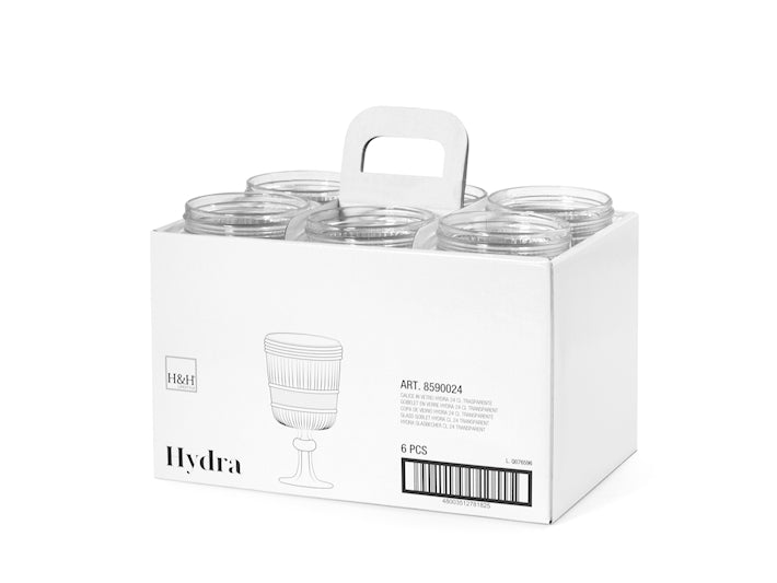 CONFEZIONE DA 6 CALICI VETRO HYDRA TRASPARENTE 24 CL - H&H