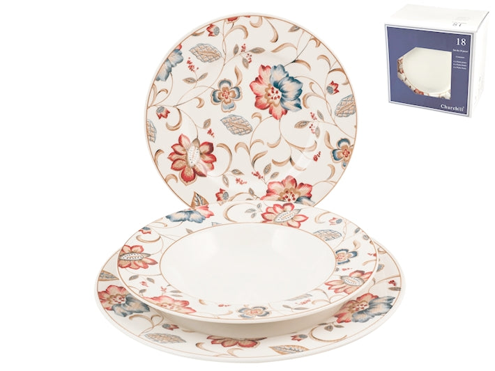 SERVIZIO TAVOLA 18 PZ EARTHENWARE DECORAZIONE JACOBEAN - CHURCHILL