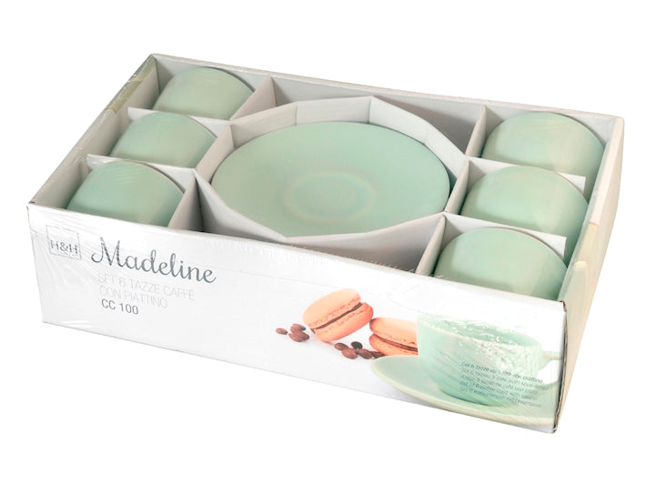 CONFEZIONE DA 6 TAZZE CAFFE' CERAMICA MADELINE - H&H
