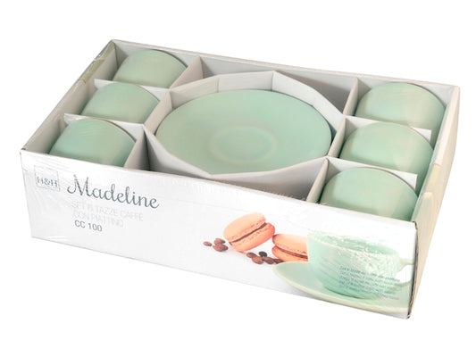 CONFEZIONE DA 6 TAZZE CAFFE' CERAMICA MADELINE - H&H