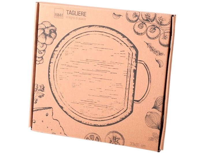 TAGLIERE TONDO IN LEGNO DI ACACIA - H&H