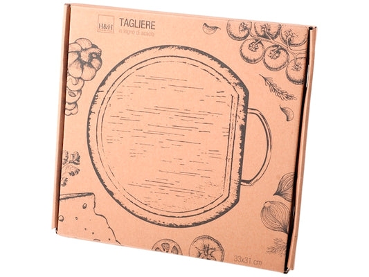 TAGLIERE TONDO IN LEGNO DI ACACIA - H&H