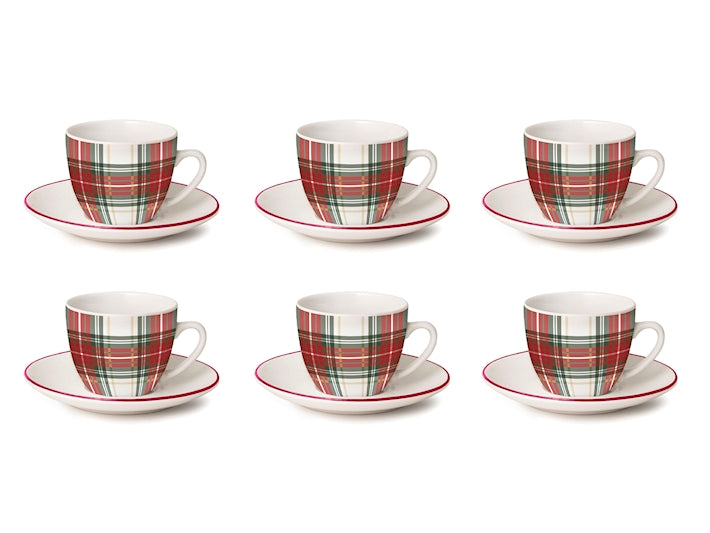 CONFEZIONE DA 6 TAZZE CAFFE' PORCELLANA TARTAN - H&H
