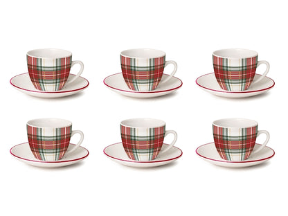 CONFEZIONE DA 6 TAZZE CAFFE' PORCELLANA TARTAN - H&H