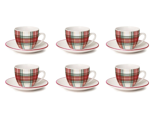 CONFEZIONE DA 6 TAZZE CAFFE' PORCELLANA TARTAN - H&H
