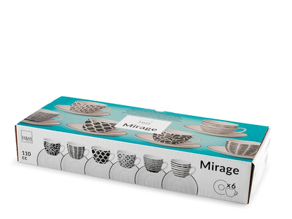 CONFEZIONE DA 6 TAZZE CAFFE' PORCELLANA MIRAGE - H&H