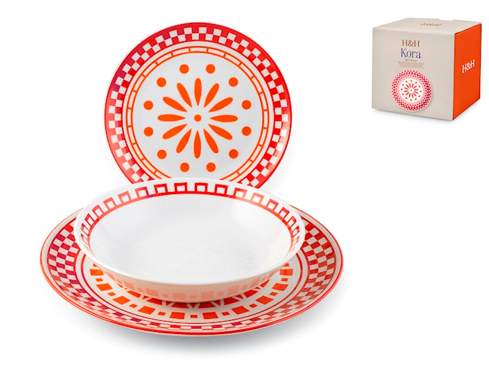 SERVIZIO TAVOLA 18 PZ PORCELLANA KORA - H&H