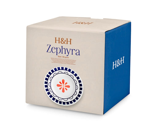 SERVIZIO TAVOLA 18 PZ PORCELLANA ZEPHYRA - H&H