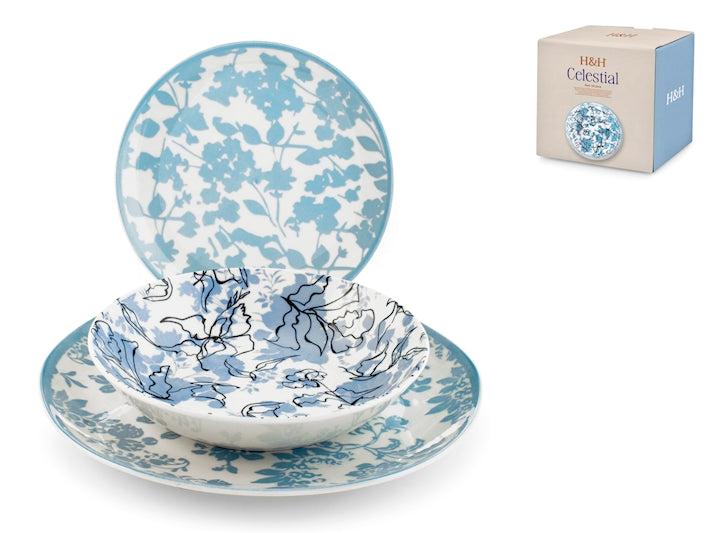 SERVIZIO TAVOLA 18 PZ PORCELLANA CELESTIAL - H&H