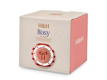 SERVIZIO TAVOLA 18 PZ PORCELLANA COUPE ROSY - H&H