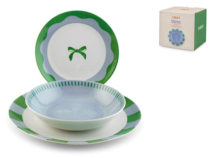 SERVIZIO TAVOLA 18 PZ PORCELLANA COUPE MINTY - H&H