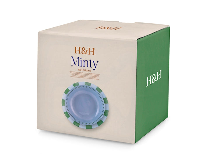 SERVIZIO TAVOLA 18 PZ PORCELLANA COUPE MINTY - H&H