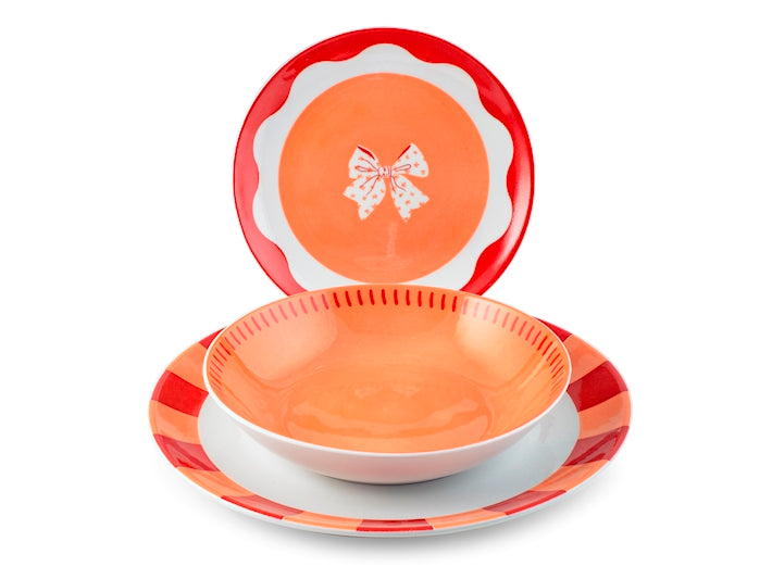 SERVIZIO TAVOLA 18 PZ PORCELLANA COUPE CHERRY - H&H