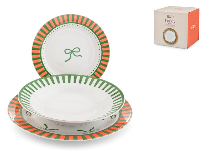 SERVIZIO TAVOLA 18 PZ PORCELLANA ALA CANDY - H&H