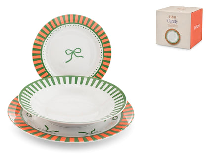 SERVIZIO TAVOLA 18 PZ PORCELLANA ALA CANDY - H&H