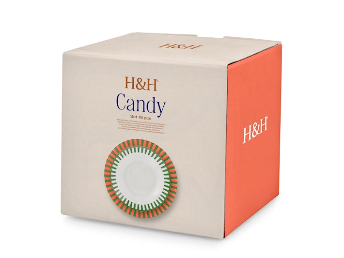 SERVIZIO TAVOLA 18 PZ PORCELLANA ALA CANDY - H&H