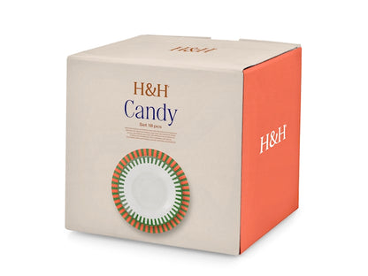 SERVIZIO TAVOLA 18 PZ PORCELLANA ALA CANDY - H&H