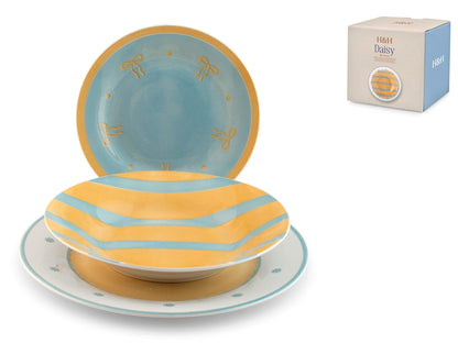 SERVIZIO TAVOLA 18 PZ PORCELLANA ALA DAISY - H&H