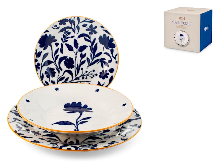 SERVIZIO TAVOLA 18 PZ PORCELLANA ROYAL PETALS - H&H