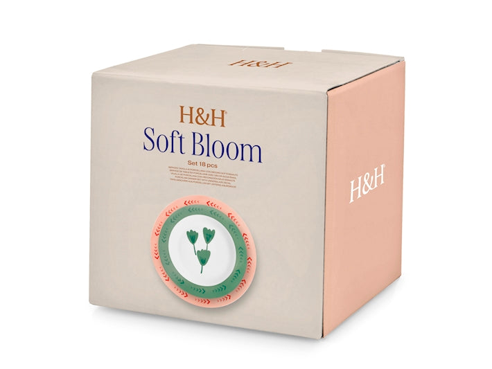 SERVIZIO TAVOLA 18 PZ PORCELLANA ALA SOFT BLOOM - H&H