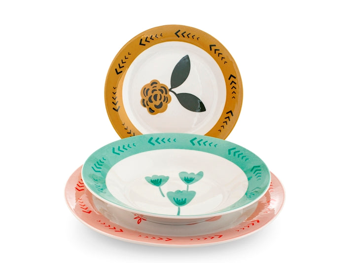 SERVIZIO TAVOLA 18 PZ PORCELLANA ALA SOFT BLOOM - H&H