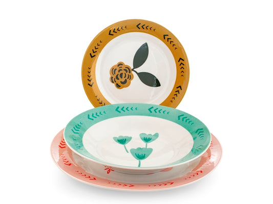 SERVIZIO TAVOLA 18 PZ PORCELLANA ALA SOFT BLOOM - H&H