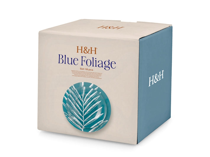 SERVIZIO TAVOLA 18 PZ PORCELLANA BLUE FOLIAGE - H&H