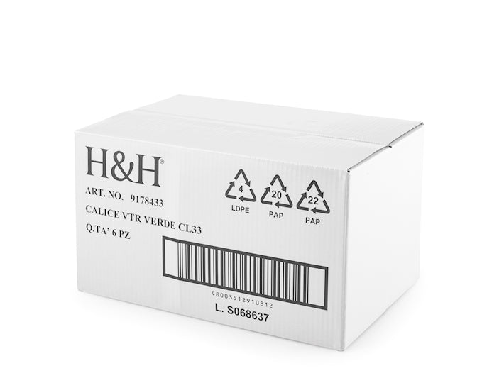 CONFEZIONE DA 6 CALICI VETRO MARGARET VERDE 33 CL - H&H