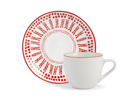CONFEZIONE DA 6 TAZZE CAFFE' PORCELLANA VOYAGE ROSSO - H&H