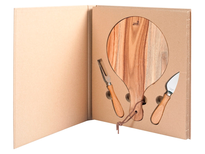 TAGLIERE TONDO IN LEGNO CON SET DEGUSTAZIONE FORMAGGI - H&H
