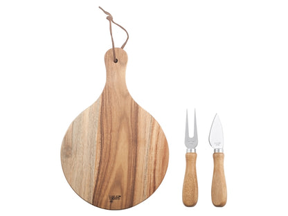 TAGLIERE TONDO IN LEGNO CON SET DEGUSTAZIONE FORMAGGI - H&H