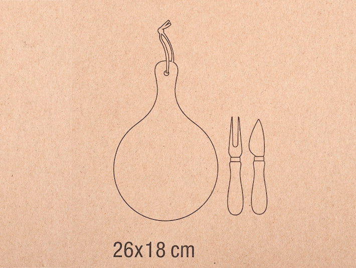 TAGLIERE TONDO IN LEGNO CON SET DEGUSTAZIONE FORMAGGI - H&H