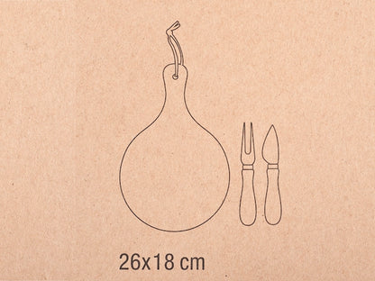 TAGLIERE TONDO IN LEGNO CON SET DEGUSTAZIONE FORMAGGI - H&H