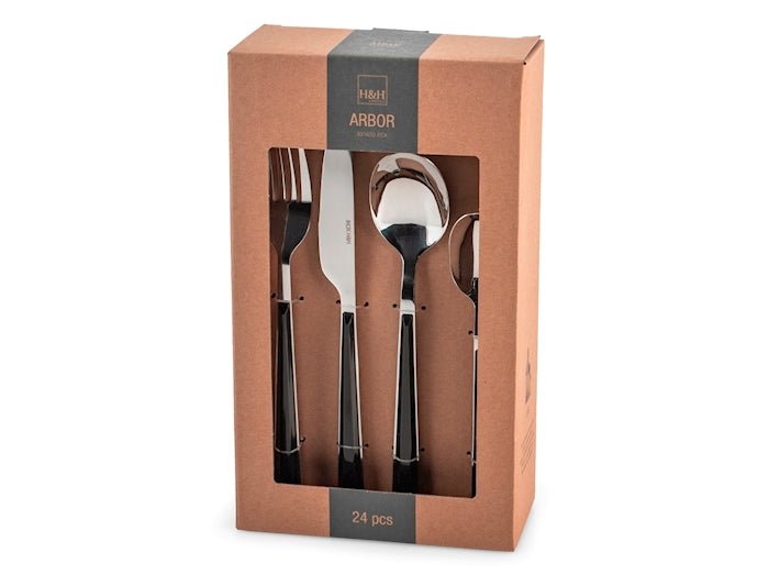 SERVIZIO POSATE 24 PZ INOX ARBOR NERO - H&H