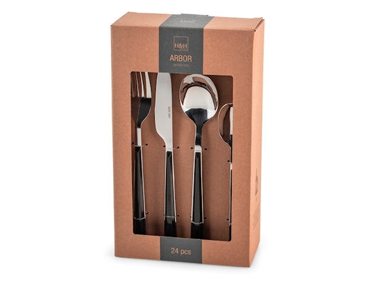 SERVIZIO POSATE 24 PZ INOX ARBOR NERO - H&H