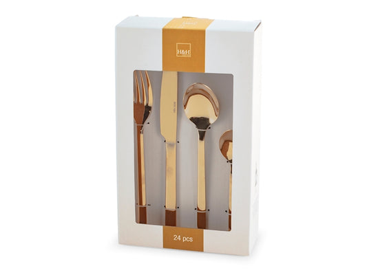 SERVIZIO POSATE 24 PZ INOX AURUM ORO - H&H