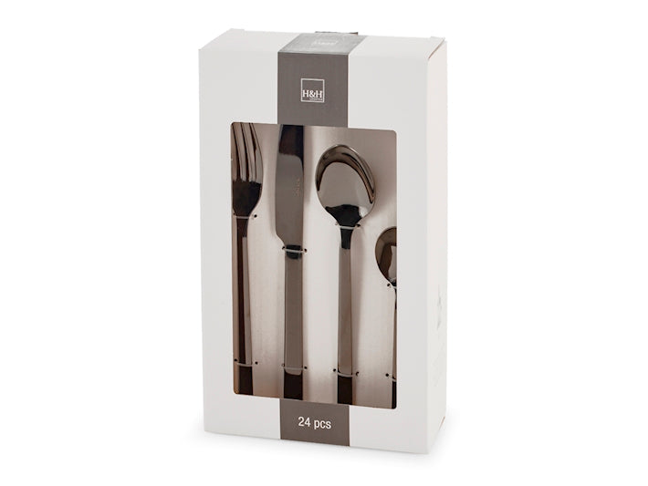 SERVIZIO POSATE 24 PZ INOX AURUM NERO - H&H