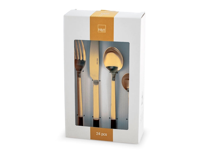 SERVIZIO POSATE 24 PZ INOX PULSE ORO - H&H