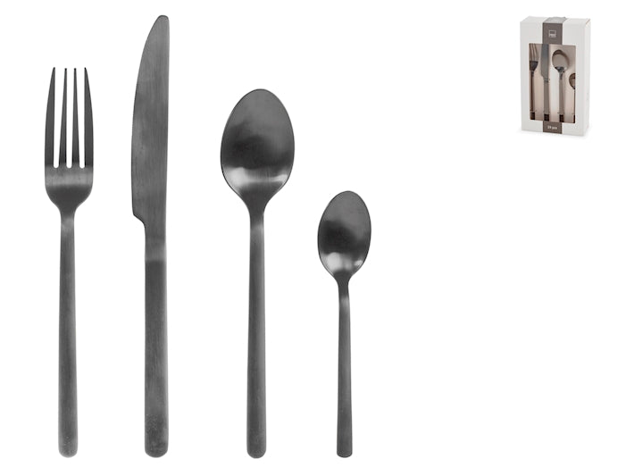 SERVIZIO POSATE 24 PZ INOX PULSE NERO - H&H