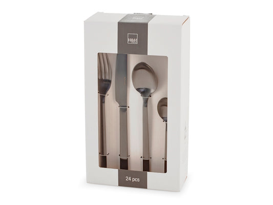 SERVIZIO POSATE 24 PZ INOX PULSE NERO - H&H