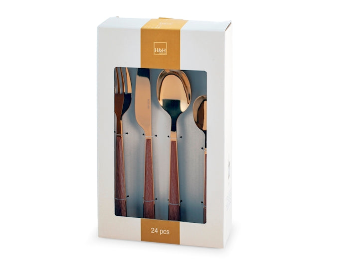 SERVIZIO POSATE 24 PZ INOX SYLVA ORO - H&H