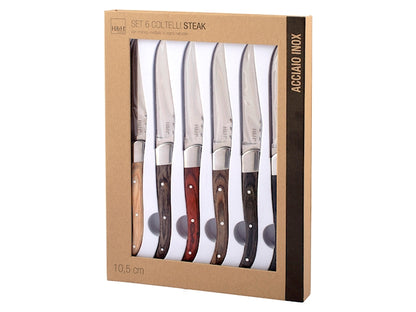 CONFEZIONE DA 6 COLTELLI STEAK ACCIAIO INOX - H&H