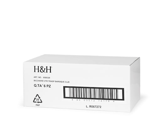 CONFEZIONE DA 6 BICCHIERI VETRO TRASPARENTE BAROQUE 28 CL - H&H